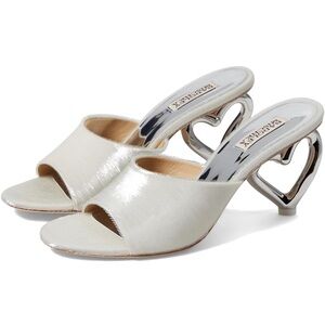 Women's Silver Heeled Mules Badgley Mischka Lucid Heels